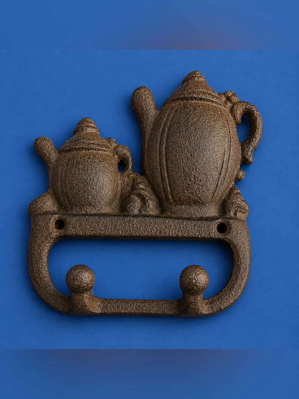 Rustic Cast Iron Teapot Wall Hook – Double Farmhouse Kitchen Coat & Key Rack